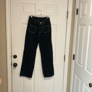Women’s SHEIN  brand wide, leg, patch pocket pants size medium black